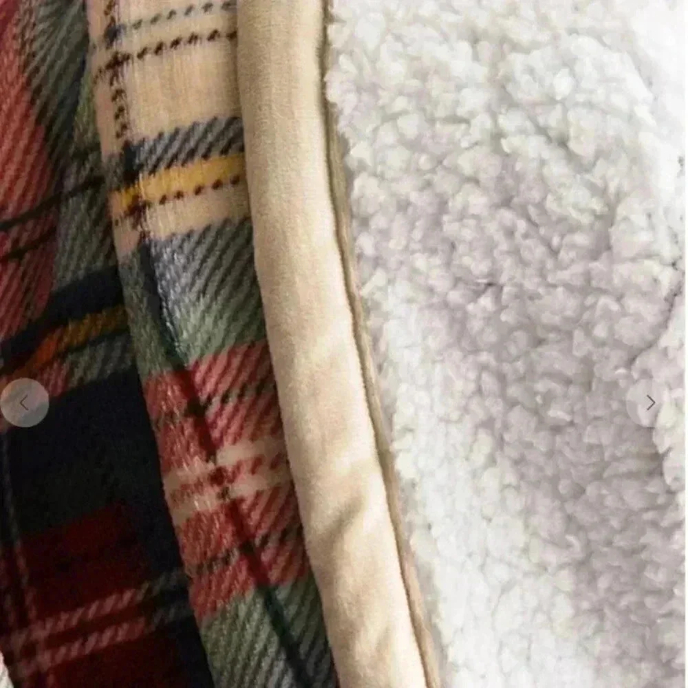 PLAID SHERPA FLEECE THROW BLANKET